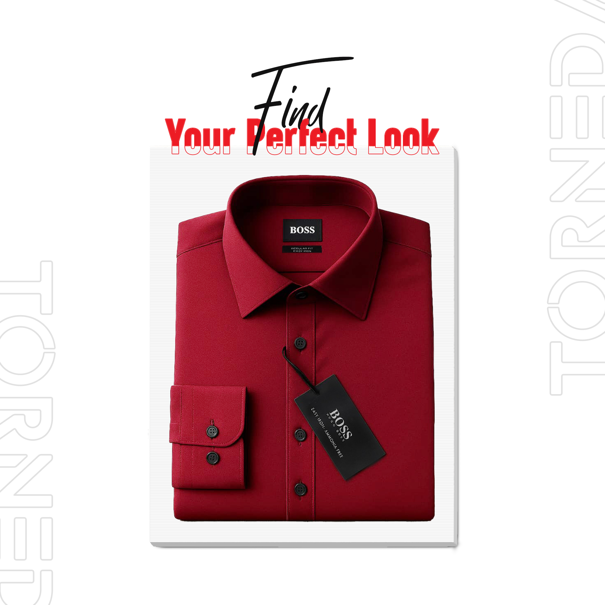 Boss Regular Fit Formal Shirt – Maroon, 95% Cotton & 5% Spandex, No Pocket