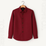 Boss Regular Fit Formal Shirt – Maroon, 95% Cotton & 5% Spandex, No Pocket