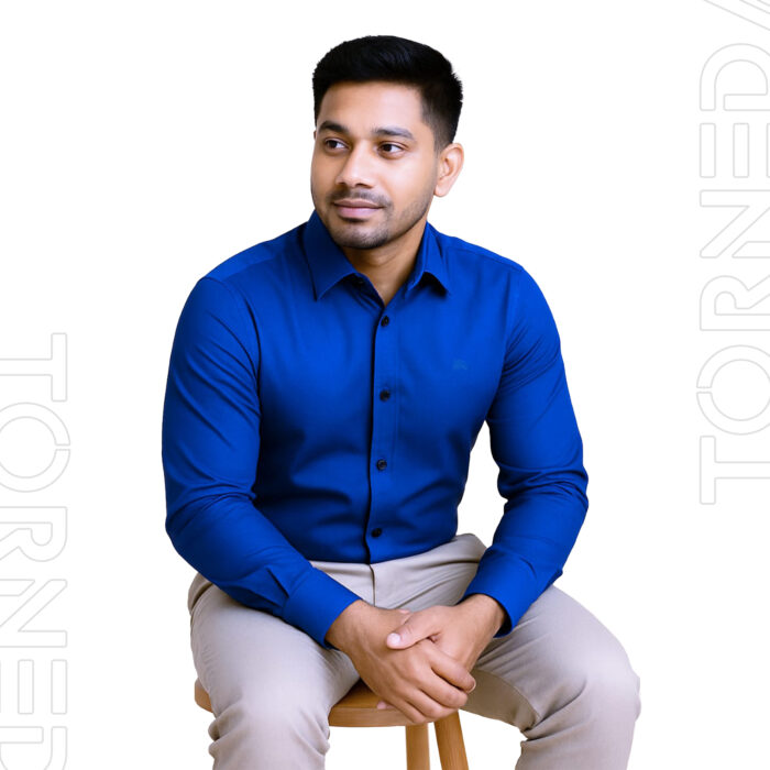 Burberry Regular Fit Formal Shirt – Royal Blue, 100% Cotton, No Pocket - torneda (2)