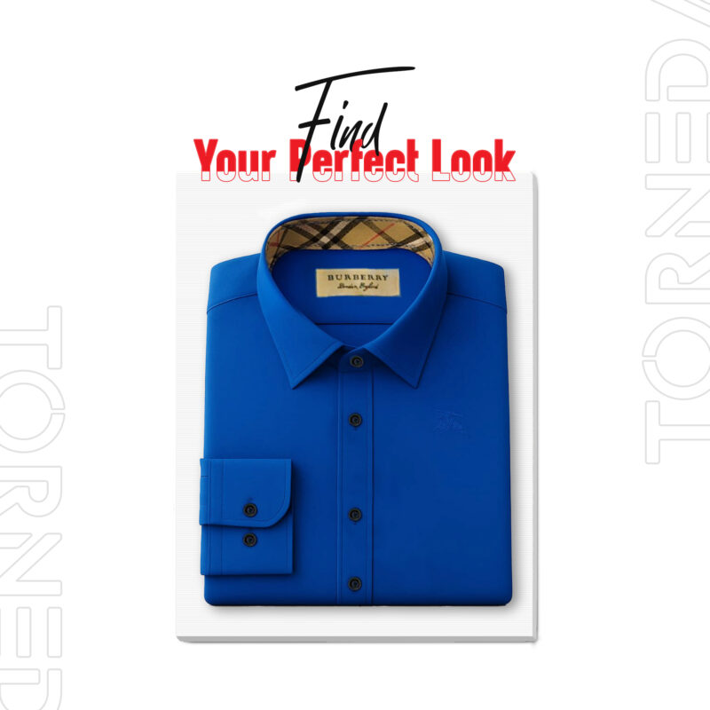 Burberry Regular Fit Formal Shirt – Royal Blue, 100% Cotton, No Pocket - torneda (2)