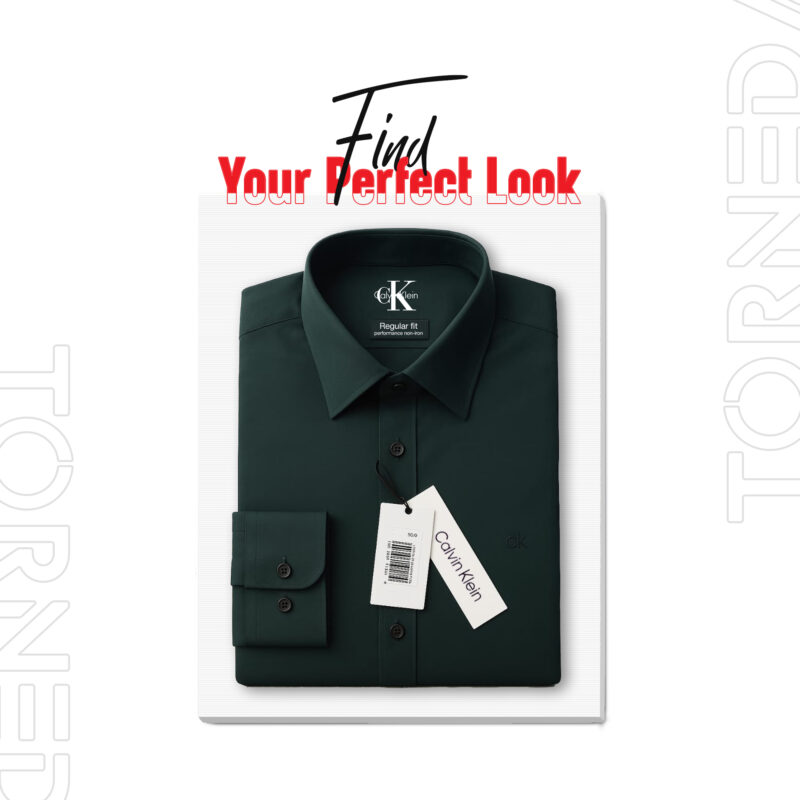 CK Men’s Regular Fit Formal Shirt – 100% Cotton, Olive Color, No Pocket