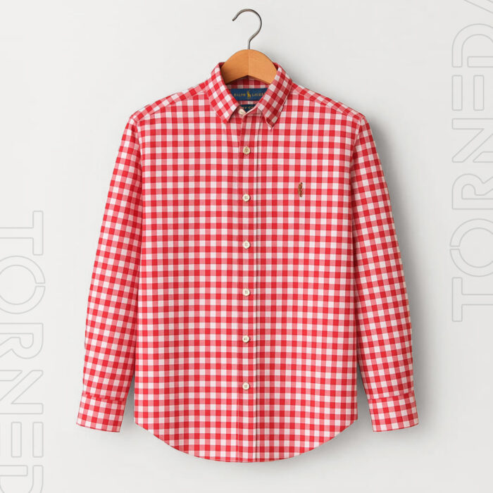 Ralph Lauren Regular Fit Formal Shirt – Red & White Check, 100% Cotton, No Pocket - Torneda (1)